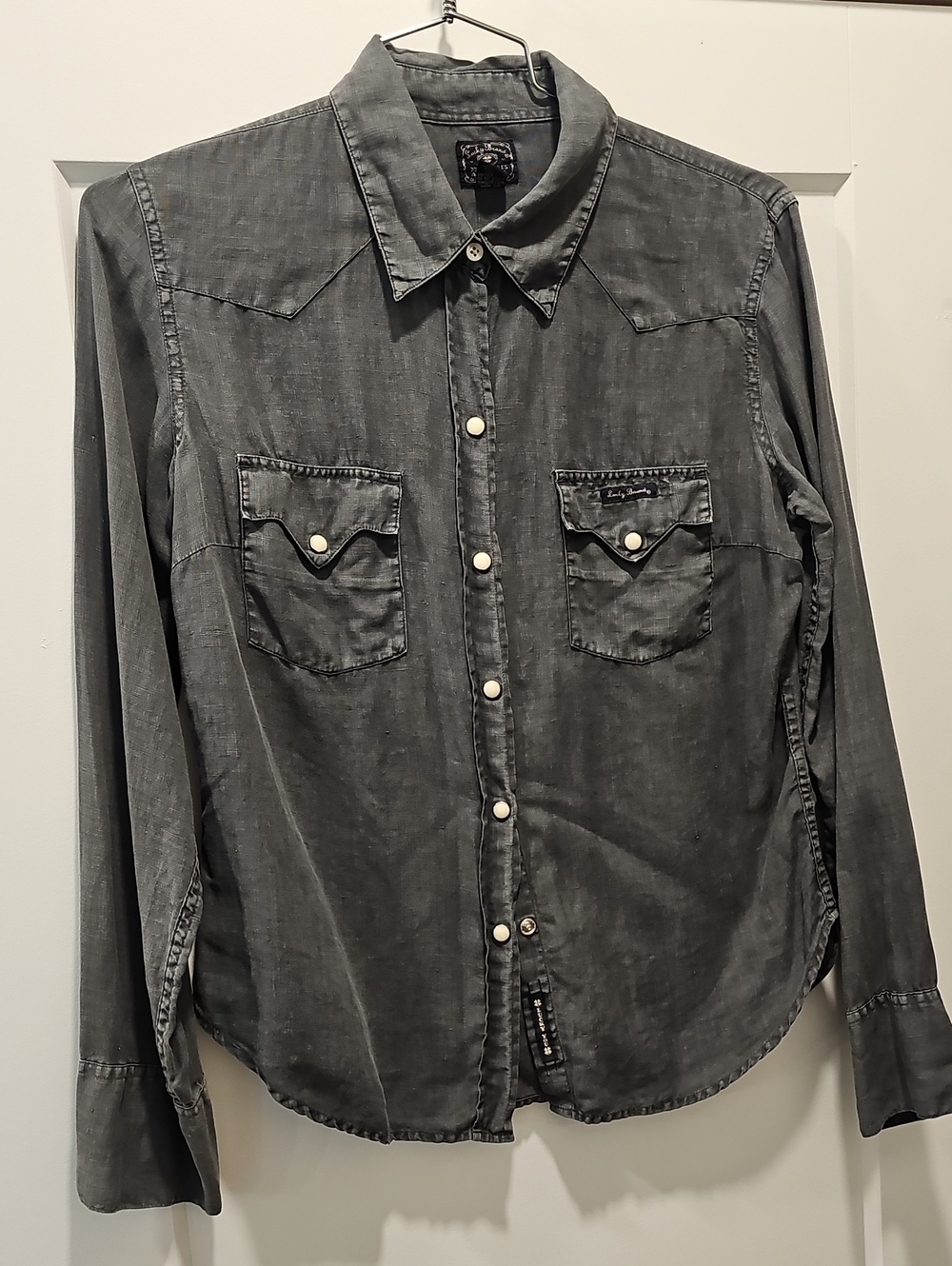 Lucky Brand Men's Washed Gray Western Button-Down Shirt